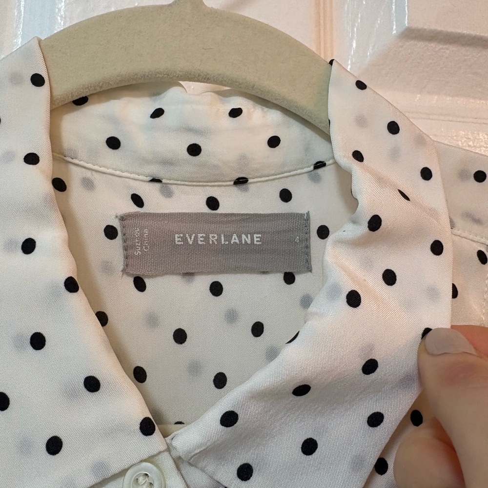 Everlane White and Black Polka Dot Blouse - Picture 3 of 3